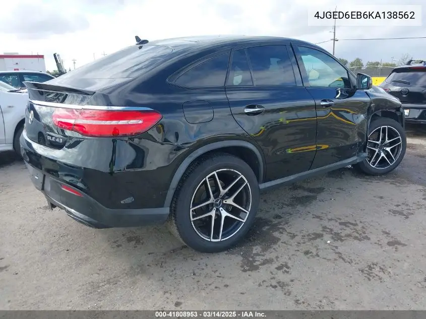 2019 Mercedes-Benz Amg Gle 43 Coupe 4Matic VIN: 4JGED6EB6KA138562 Lot: 41808953