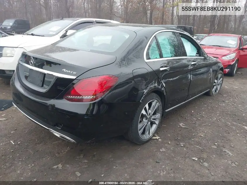 2019 Mercedes-Benz C 300 4Matic VIN: 55SWF8EB8KU291190 Lot: 41900184