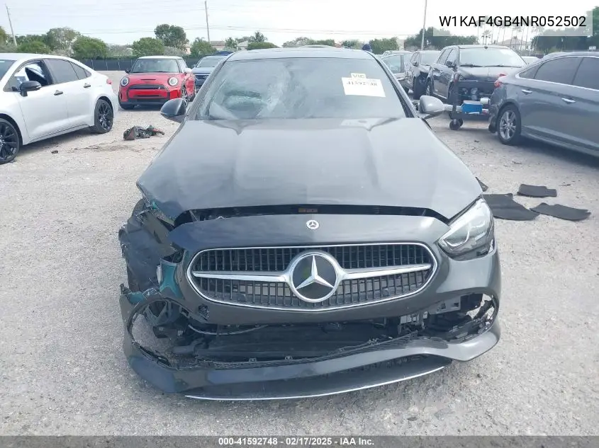 2022 Mercedes-Benz C 300 Sedan VIN: W1KAF4GB4NR052502 Lot: 41592748