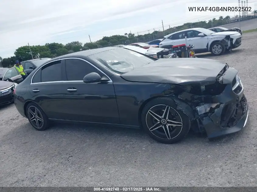 2022 Mercedes-Benz C 300 Sedan VIN: W1KAF4GB4NR052502 Lot: 41592748