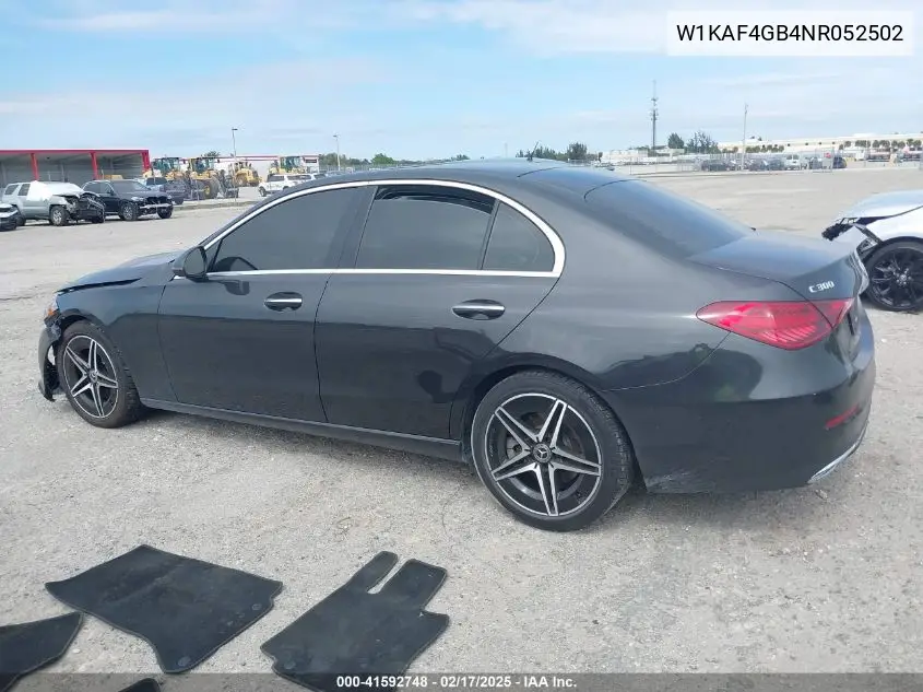 2022 Mercedes-Benz C 300 Sedan VIN: W1KAF4GB4NR052502 Lot: 41592748