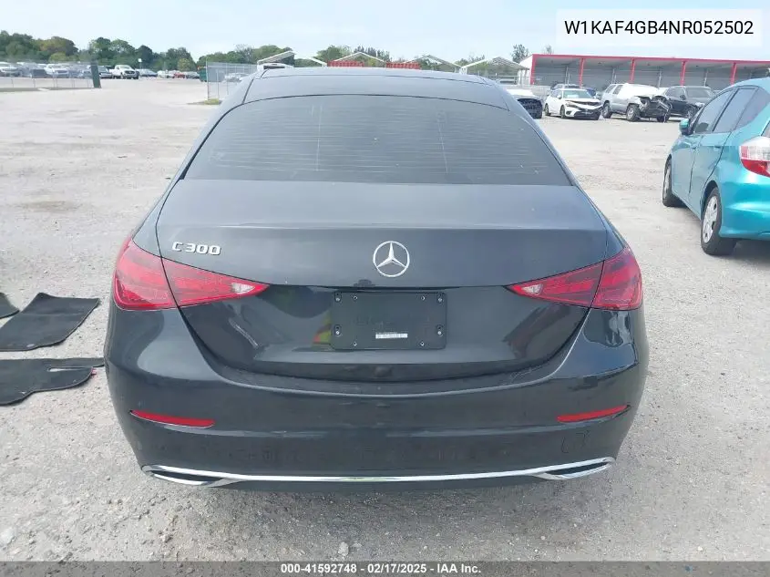 2022 Mercedes-Benz C 300 Sedan VIN: W1KAF4GB4NR052502 Lot: 41592748