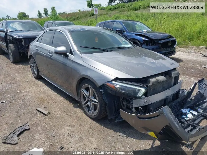2019 Mercedes-Benz A 220 4Matic VIN: WDD3G4FBXKW028869 Lot: 12330508