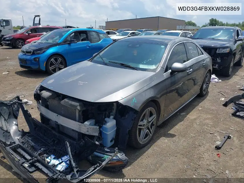 2019 Mercedes-Benz A 220 4Matic VIN: WDD3G4FBXKW028869 Lot: 12330508