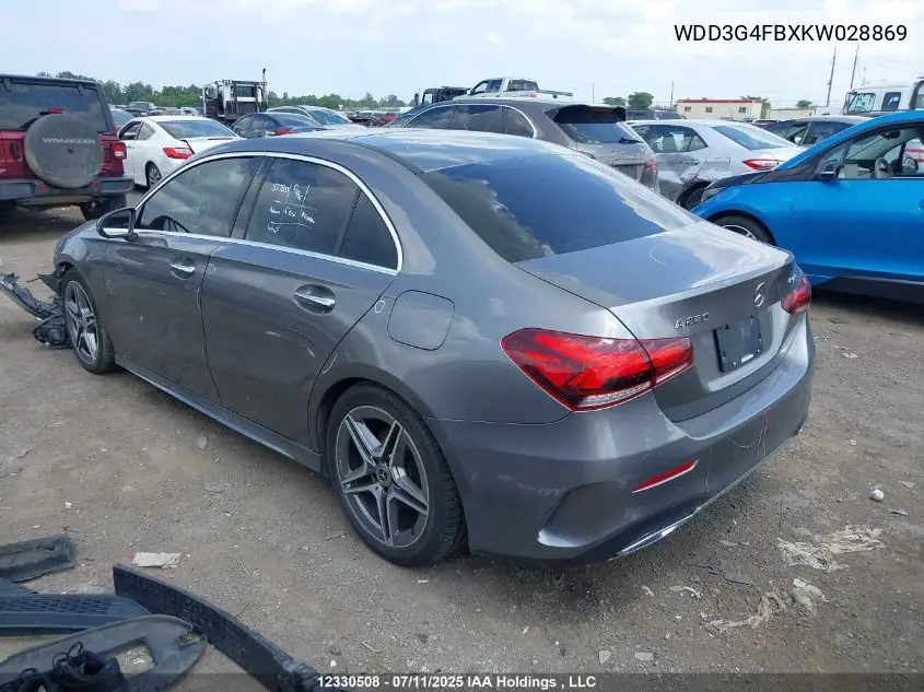 2019 Mercedes-Benz A 220 4Matic VIN: WDD3G4FBXKW028869 Lot: 12330508