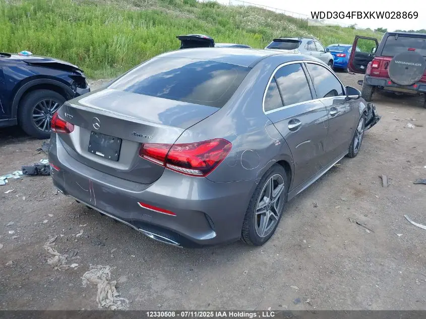 2019 Mercedes-Benz A 220 4Matic VIN: WDD3G4FBXKW028869 Lot: 12330508