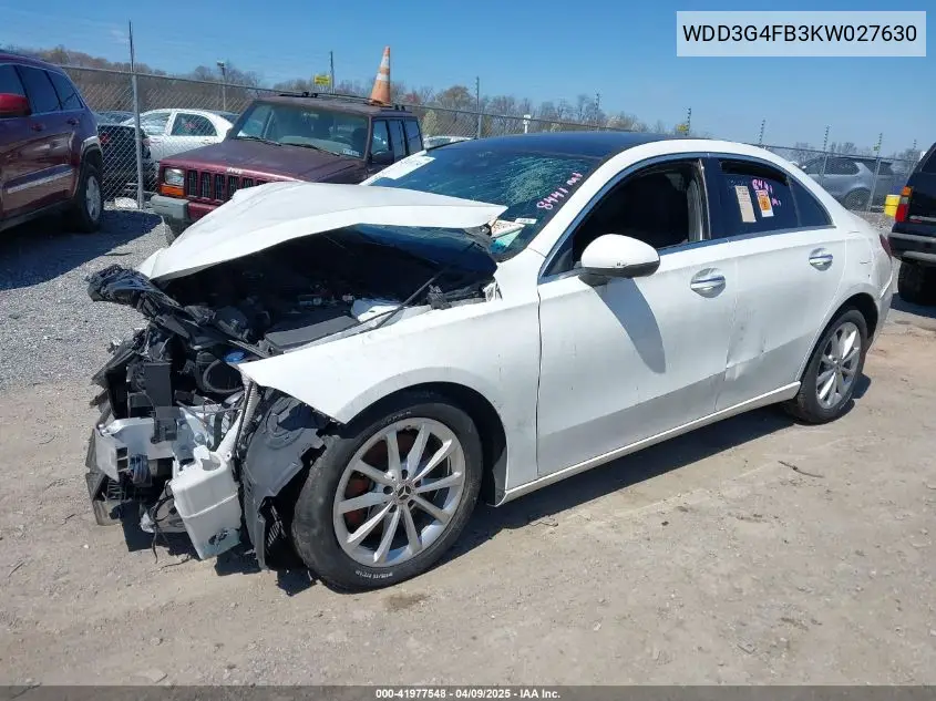 2019 Mercedes-Benz A 220 4Matic VIN: WDD3G4FB3KW027630 Lot: 41977548