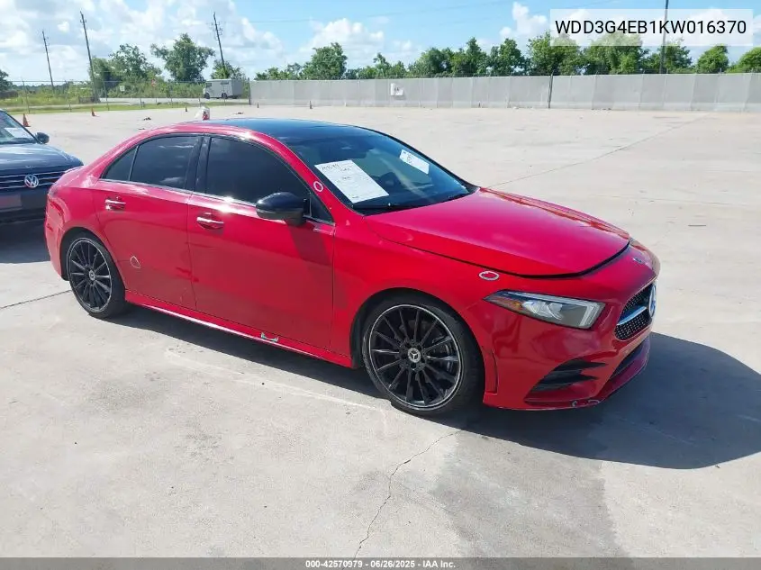 2019 Mercedes-Benz A 220 VIN: WDD3G4EB1KW016370 Lot: 42570979