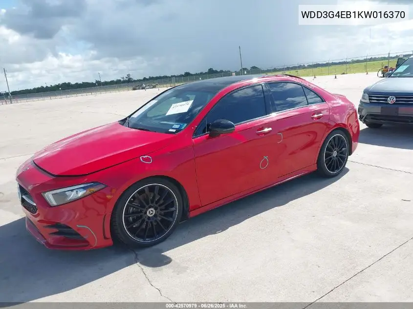 2019 Mercedes-Benz A 220 VIN: WDD3G4EB1KW016370 Lot: 42570979