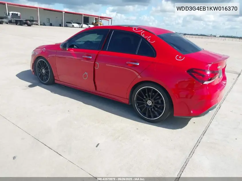 2019 Mercedes-Benz A 220 VIN: WDD3G4EB1KW016370 Lot: 42570979