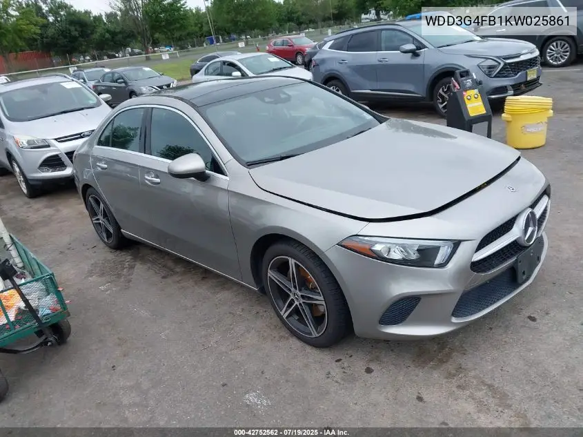 2019 Mercedes-Benz A 220 4Matic VIN: WDD3G4FB1KW025861 Lot: 42752562