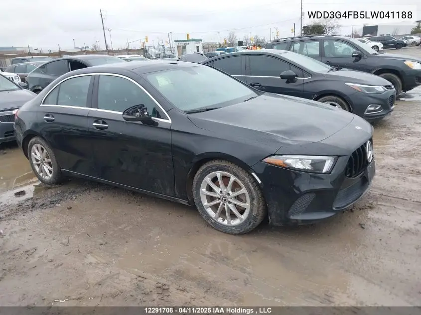 2020 Mercedes-Benz A 220 4Matic VIN: WDD3G4FB5LW041188 Lot: 12291708