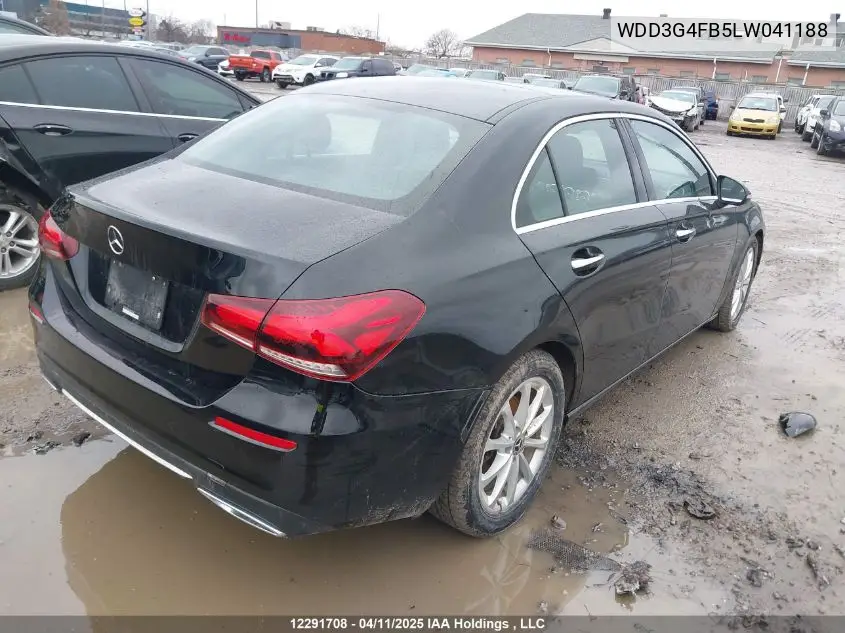 2020 Mercedes-Benz A 220 4Matic VIN: WDD3G4FB5LW041188 Lot: 12291708