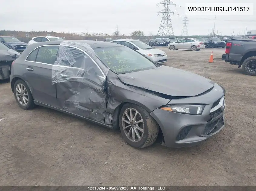 2020 Mercedes-Benz A 250 4Matic VIN: WDD3F4HB9LJ141517 Lot: 12313284