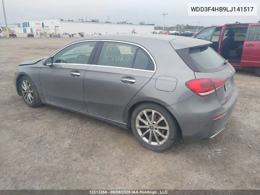 2020 Mercedes-Benz A 250 4Matic VIN: WDD3F4HB9LJ141517 Lot: 12313284