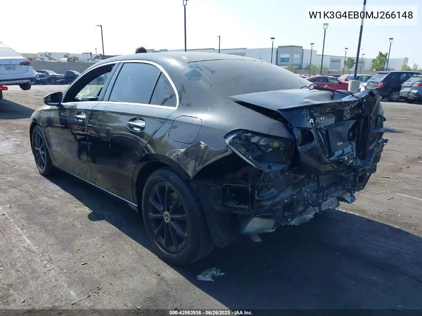 2021 Mercedes-Benz A 220 VIN: W1K3G4EB0MJ266148 Lot: 42563936