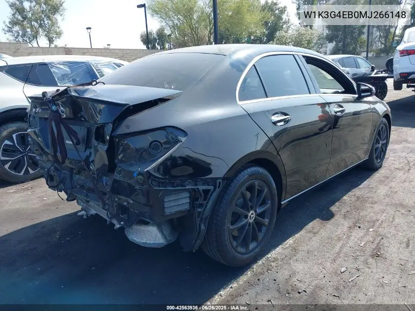 2021 Mercedes-Benz A 220 VIN: W1K3G4EB0MJ266148 Lot: 42563936