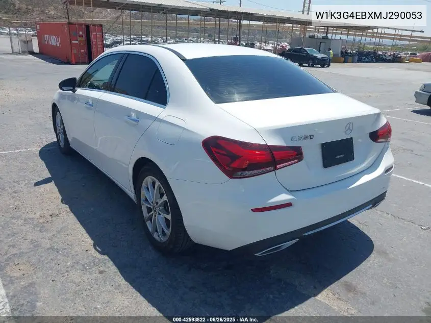 2021 Mercedes-Benz A 220 VIN: W1K3G4EBXMJ290053 Lot: 42593822