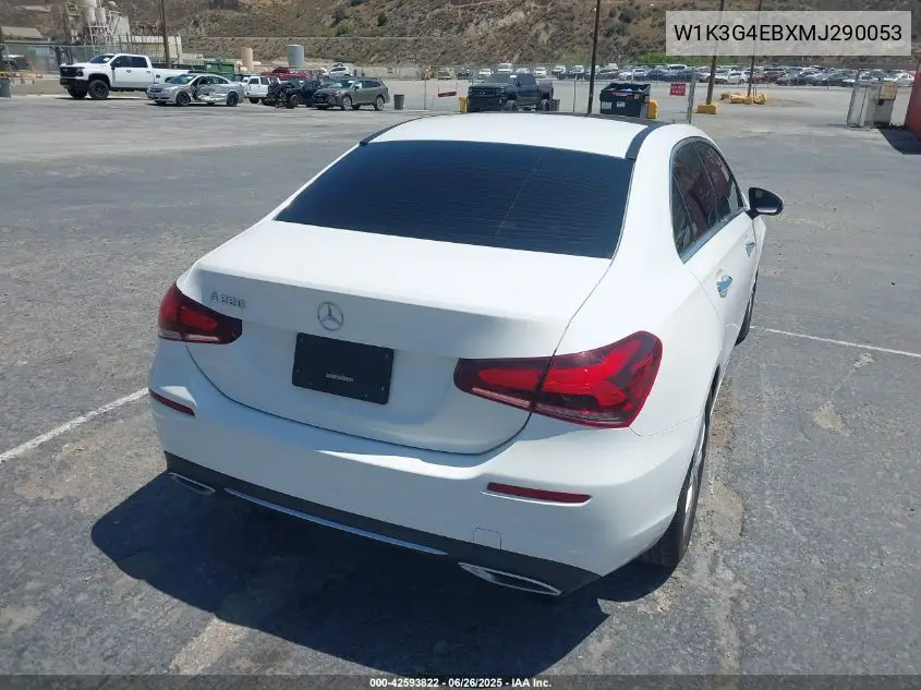 2021 Mercedes-Benz A 220 VIN: W1K3G4EBXMJ290053 Lot: 42593822