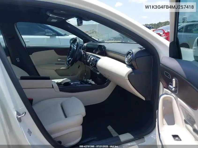 2021 Mercedes-Benz A 220 4Matic VIN: W1K3G4FB4MJ257418 Lot: 42781369