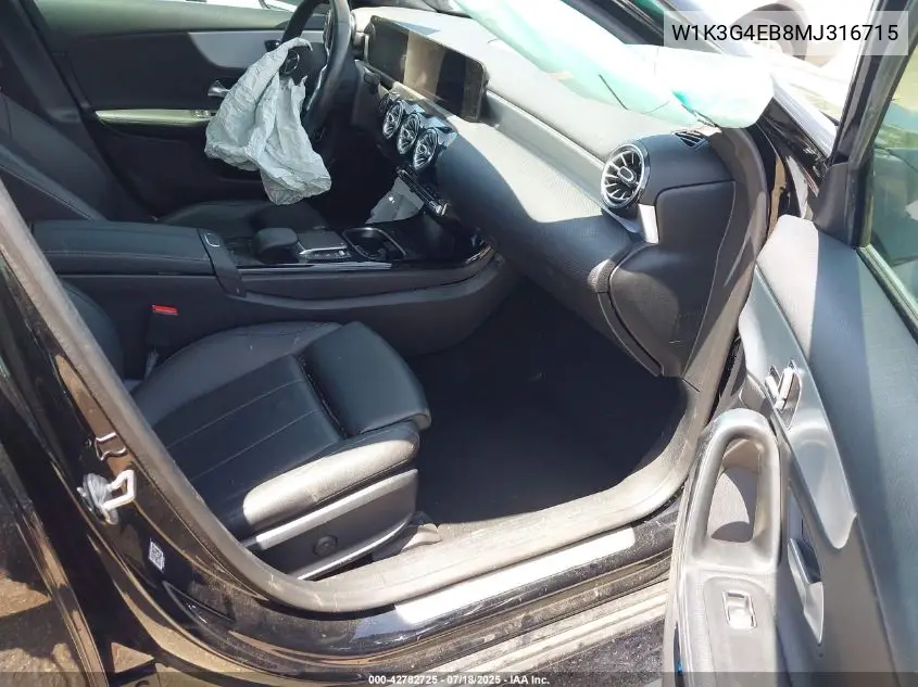 2021 Mercedes-Benz A 220 VIN: W1K3G4EB8MJ316715 Lot: 42782725