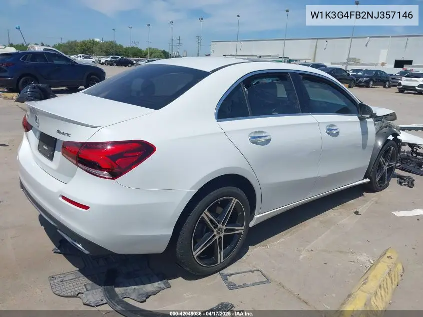 2022 Mercedes-Benz A 220 4Matic VIN: W1K3G4FB2NJ357146 Lot: 42049086