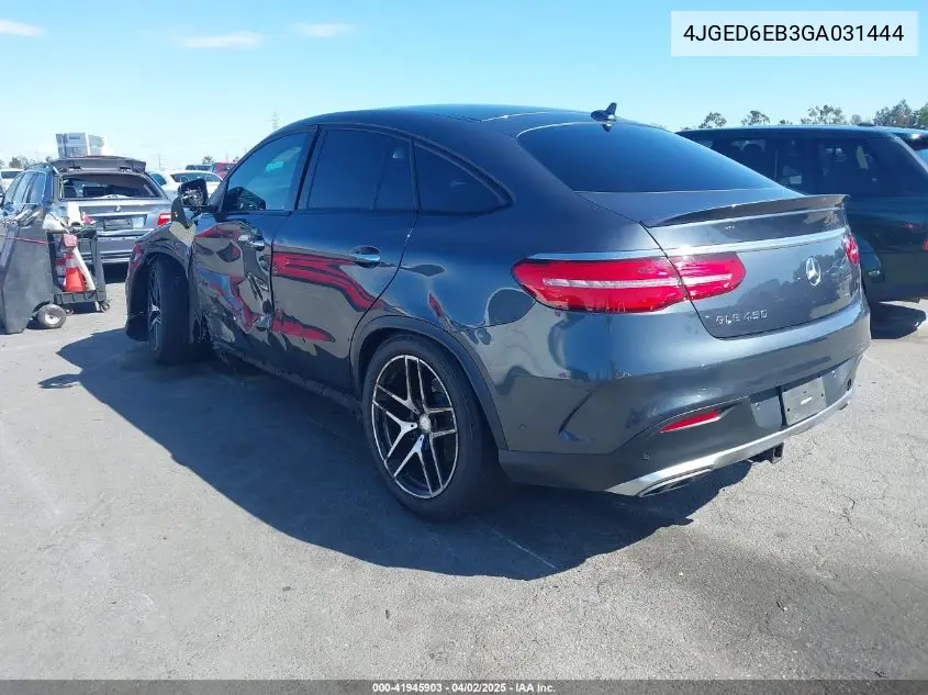 2016 Mercedes-Benz Gle 450 Amg Coupe 4Matic VIN: 4JGED6EB3GA031444 Lot: 41945903