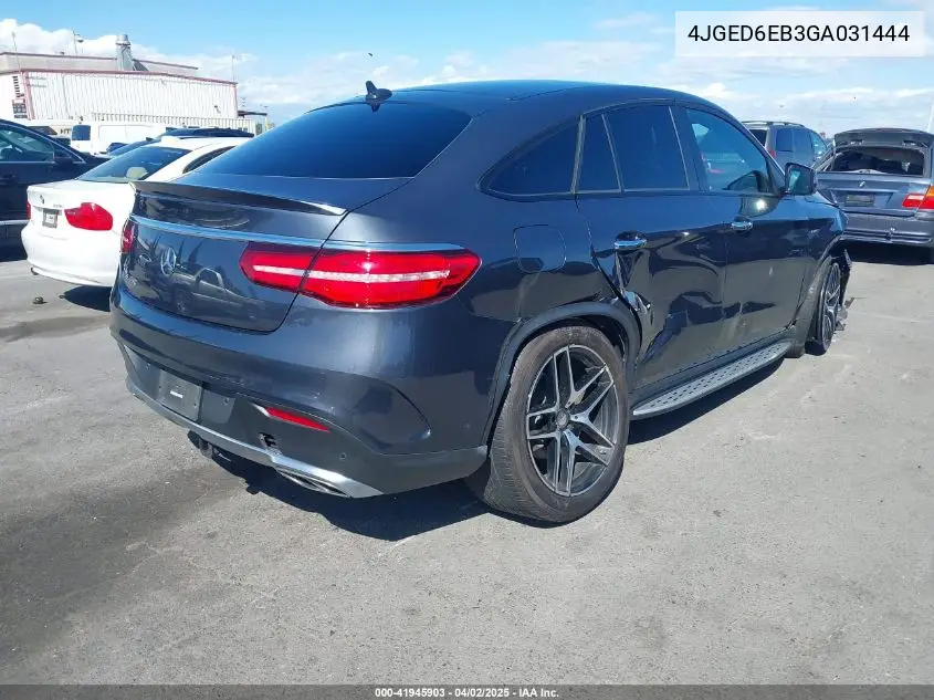 2016 Mercedes-Benz Gle 450 Amg Coupe 4Matic VIN: 4JGED6EB3GA031444 Lot: 41945903