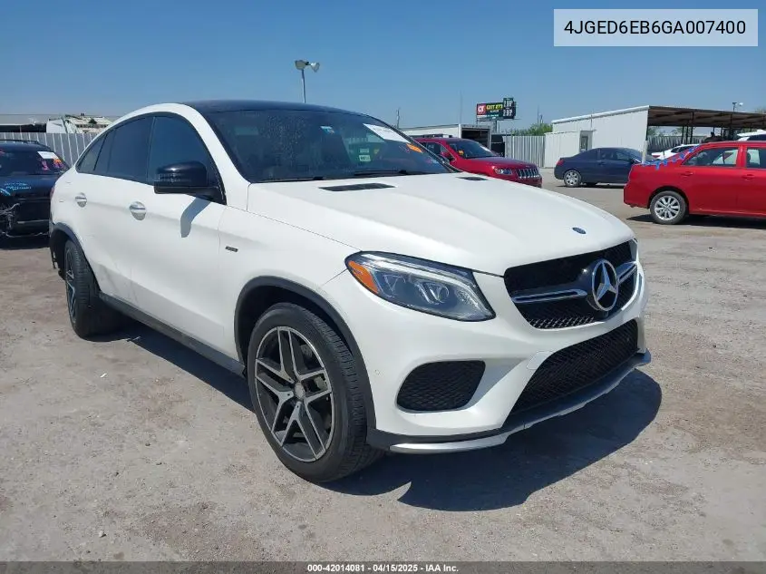 2016 Mercedes-Benz Gle 450 Amg Coupe 4Matic VIN: 4JGED6EB6GA007400 Lot: 42014081