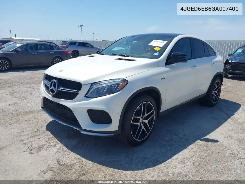 2016 Mercedes-Benz Gle 450 Amg Coupe 4Matic VIN: 4JGED6EB6GA007400 Lot: 42014081
