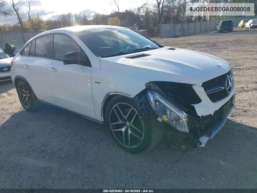 2016 Mercedes-Benz Gle 450 Amg Coupe 4Matic VIN: 4JGED6EB0GA008008 Lot: 42038463