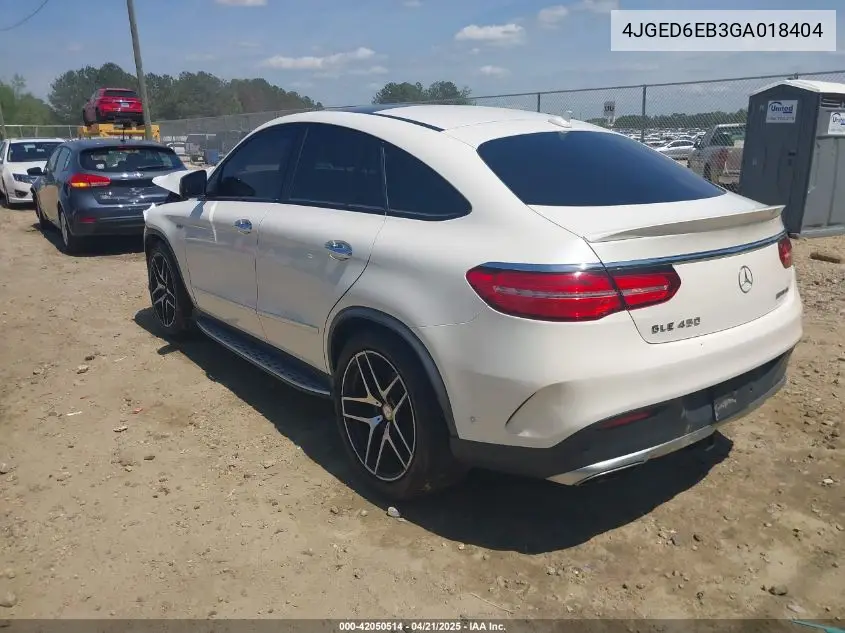 2016 Mercedes-Benz Gle 450 Amg Coupe 4Matic VIN: 4JGED6EB3GA018404 Lot: 42050514