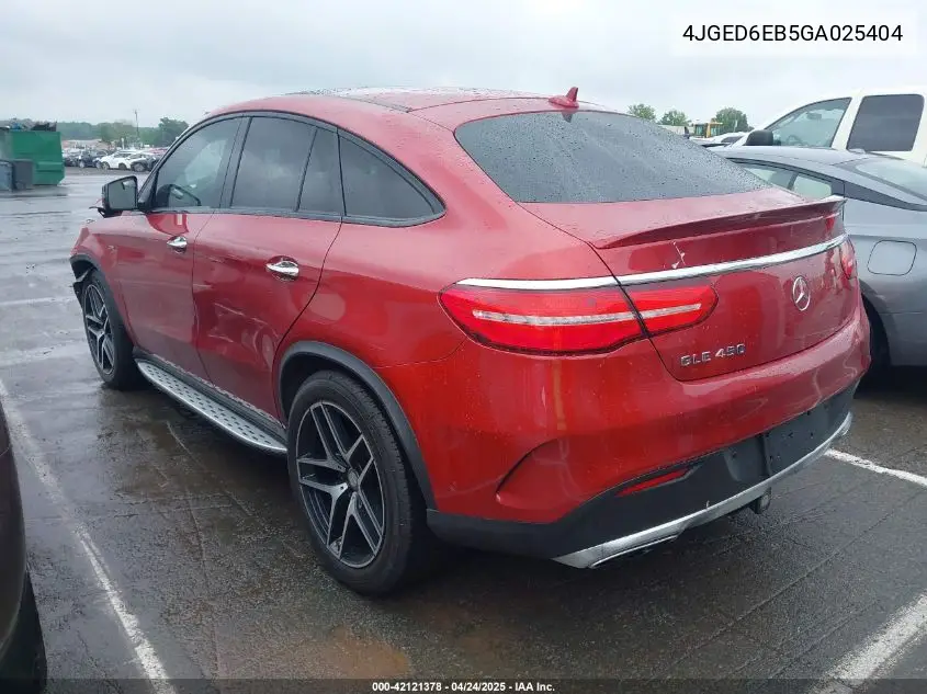 2016 Mercedes-Benz Gle 450 Amg Coupe 4Matic VIN: 4JGED6EB5GA025404 Lot: 42121378