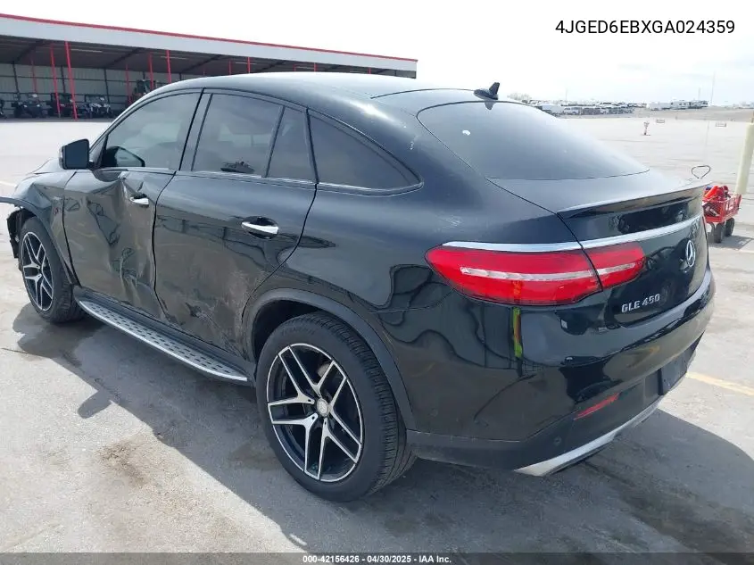 2016 Mercedes-Benz Gle 450 Amg Coupe 4Matic VIN: 4JGED6EBXGA024359 Lot: 42156426