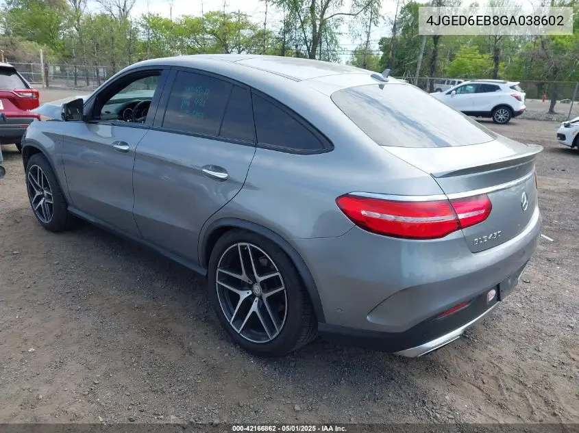 2016 Mercedes-Benz Gle 450 Amg Coupe 4Matic VIN: 4JGED6EB8GA038602 Lot: 42166862