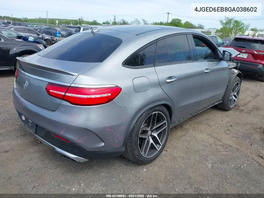 2016 Mercedes-Benz Gle 450 Amg Coupe 4Matic VIN: 4JGED6EB8GA038602 Lot: 42166862