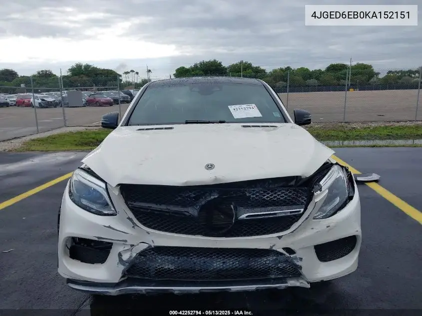 2019 Mercedes-Benz Amg Gle 43 Coupe 4Matic VIN: 4JGED6EB0KA152151 Lot: 42252794