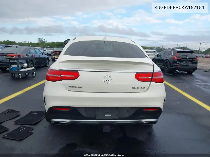 2019 Mercedes-Benz Amg Gle 43 Coupe 4Matic VIN: 4JGED6EB0KA152151 Lot: 42252794