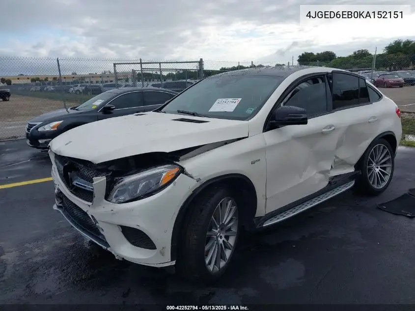 2019 Mercedes-Benz Amg Gle 43 Coupe 4Matic VIN: 4JGED6EB0KA152151 Lot: 42252794