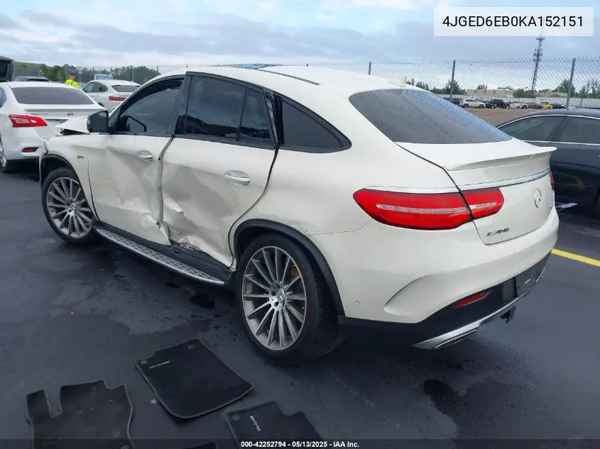2019 Mercedes-Benz Amg Gle 43 Coupe 4Matic VIN: 4JGED6EB0KA152151 Lot: 42252794