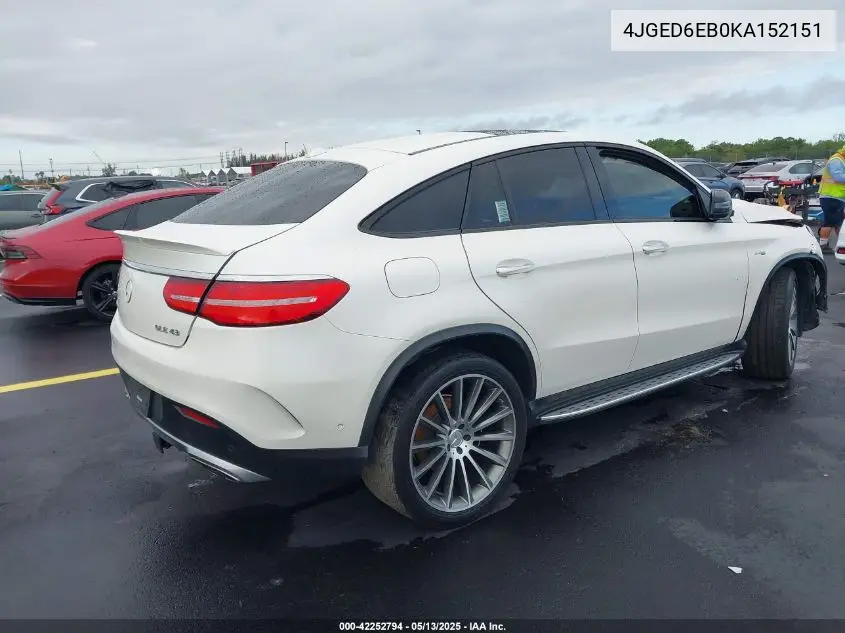 2019 Mercedes-Benz Amg Gle 43 Coupe 4Matic VIN: 4JGED6EB0KA152151 Lot: 42252794