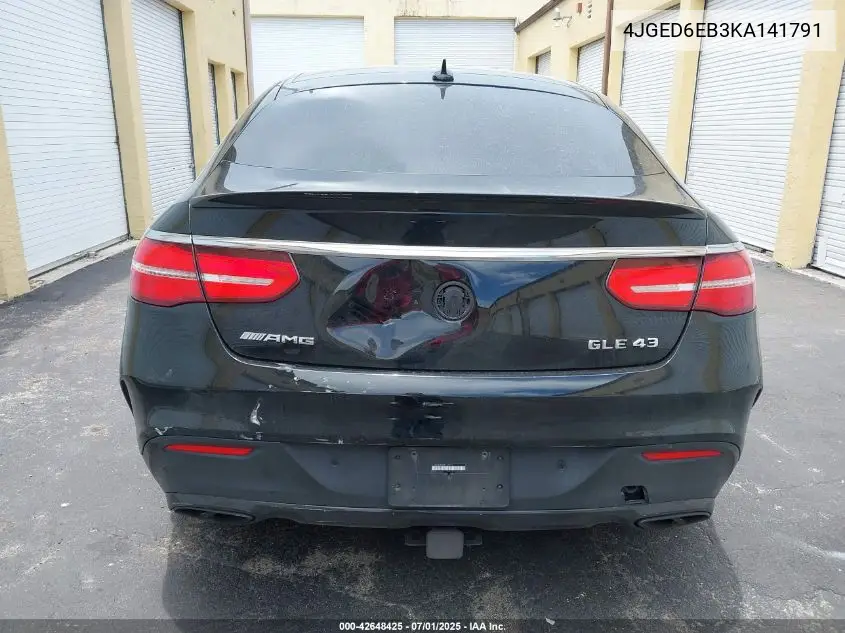 2019 Mercedes-Benz Amg Gle 43 Coupe 4Matic VIN: 4JGED6EB3KA141791 Lot: 42648425