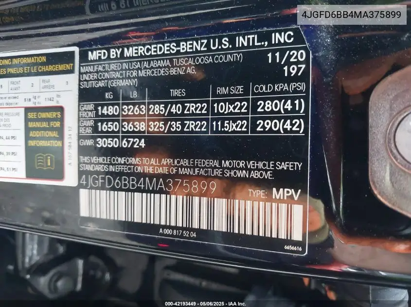 2021 Mercedes-Benz Amg Gle 53 Coupe 4Matic VIN: 4JGFD6BB4MA375899 Lot: 42193449