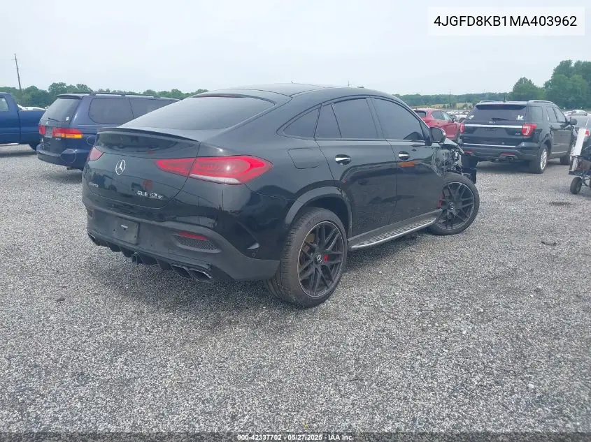 2021 Mercedes-Benz Amg Gle 63 Coupe S 4Matic VIN: 4JGFD8KB1MA403962 Lot: 42337702