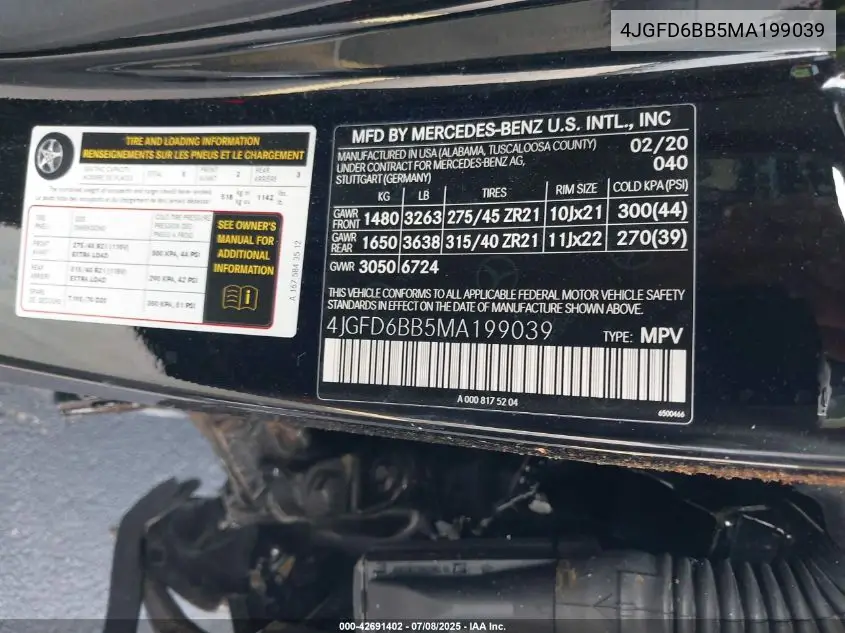 2021 Mercedes-Benz Amg Gle 53 Coupe 4Matic VIN: 4JGFD6BB5MA199039 Lot: 42691402