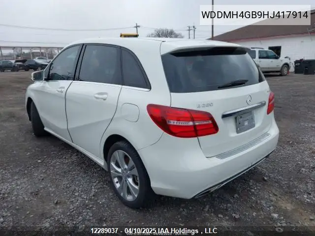 2017 Mercedes-Benz B-Class VIN: WDDMH4GB9HJ417914 Lot: 12289037