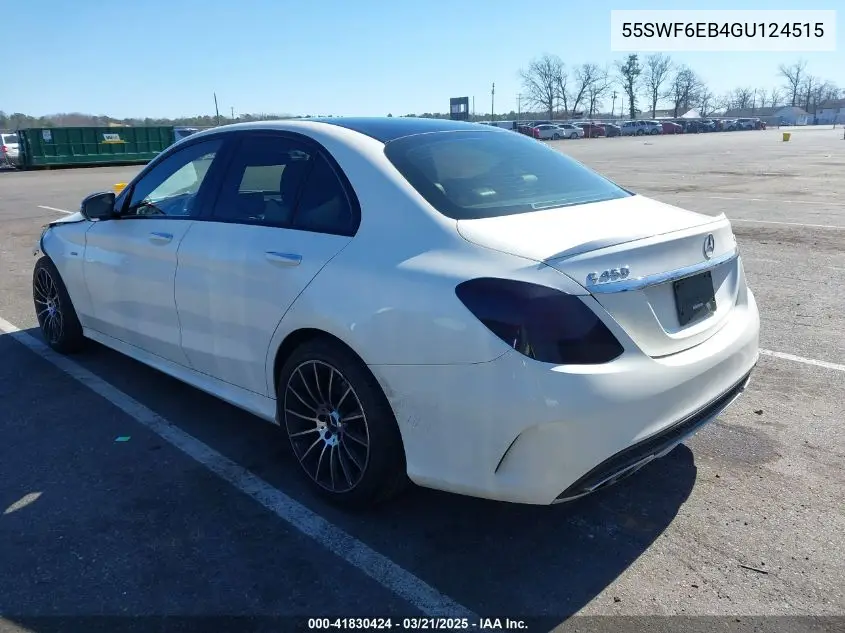 2016 Mercedes-Benz C 450 Amg 4Matic VIN: 55SWF6EB4GU124515 Lot: 41830424