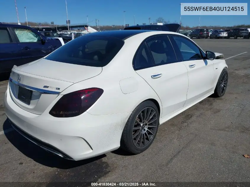 2016 Mercedes-Benz C 450 Amg 4Matic VIN: 55SWF6EB4GU124515 Lot: 41830424