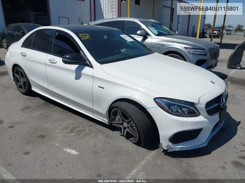 2016 Mercedes-Benz C 450 Amg 4Matic VIN: 55SWF6EB4GU115801 Lot: 42019103