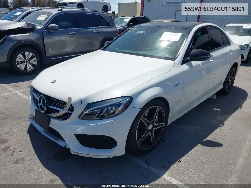 2016 Mercedes-Benz C 450 Amg 4Matic VIN: 55SWF6EB4GU115801 Lot: 42019103